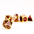 16mm Metal Polyhedral Dice: Gold with purple enamel | Elderwoods