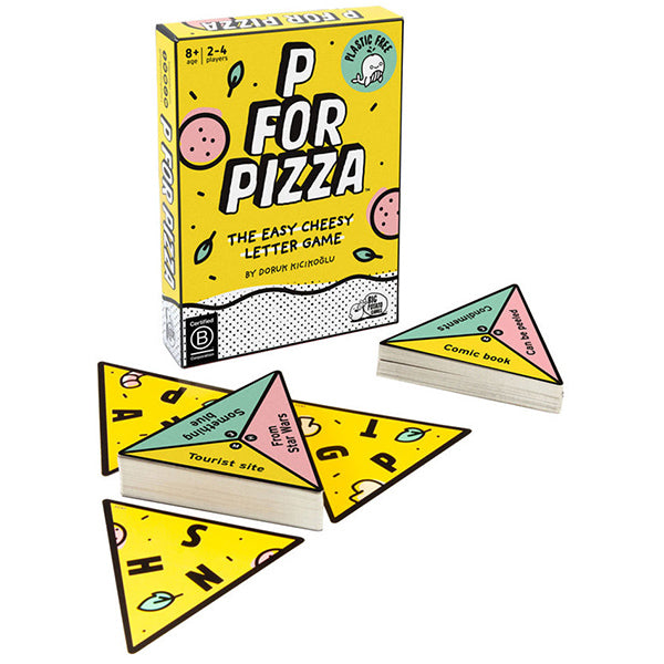 P for Pizza game box and cards shown