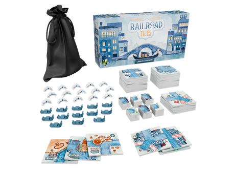 Railroad Tiles: Canals Expansion board game box and components