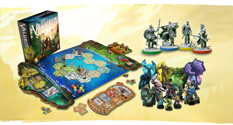 Valheim - Standard Edition board game components and game board