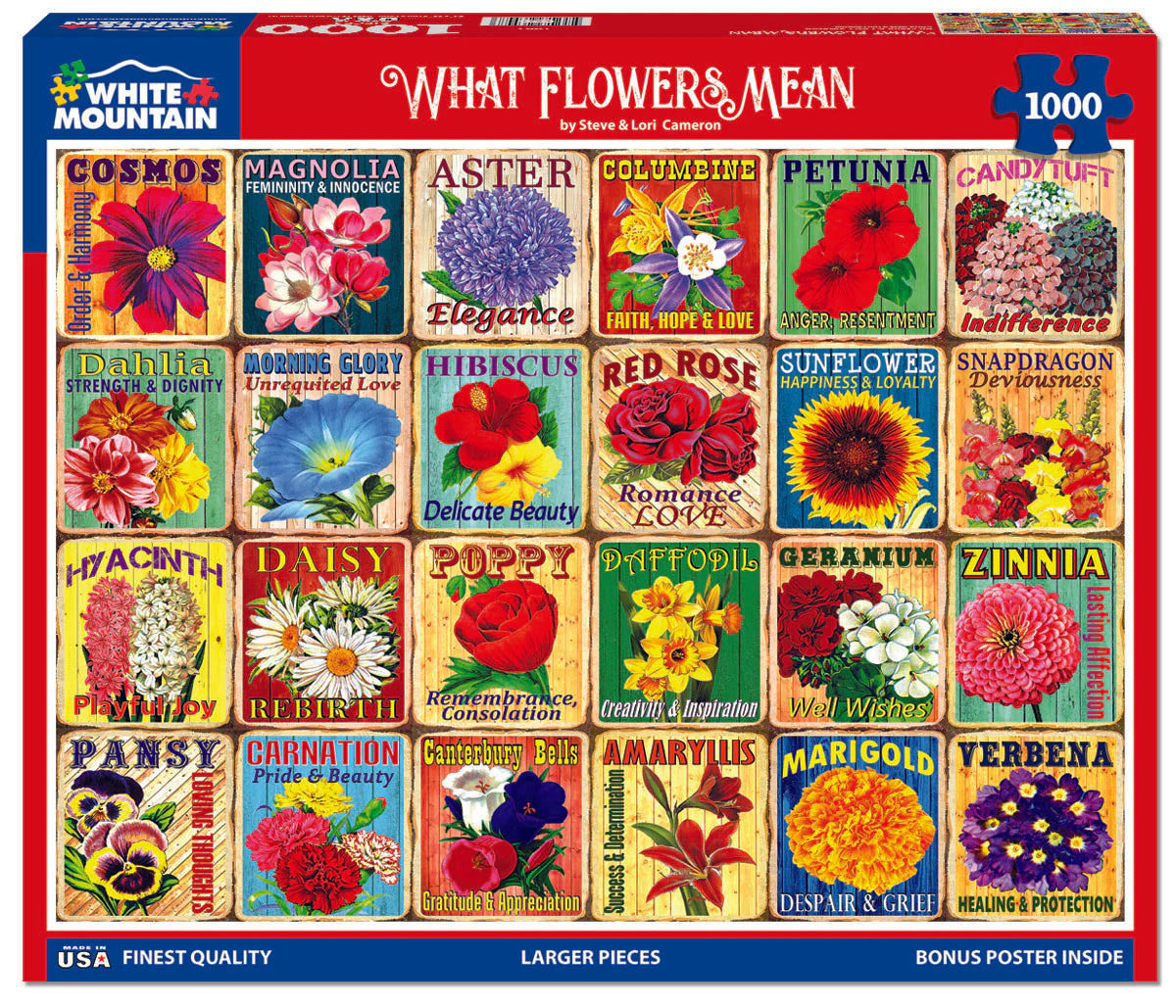 What Flowers Mean - 1000 Piece Jigsaw Puzzle White Mountain completed puzzle image