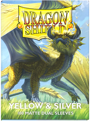 Dragon Shield Yellow & Silver Dual Matte Sleeves - Standard Size | Elderwoods
