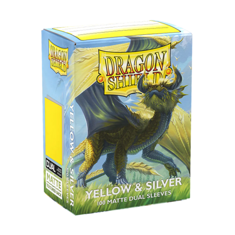 Dragon Shield Yellow & Silver Dual Matte Sleeves - Standard Size protecting trading cards