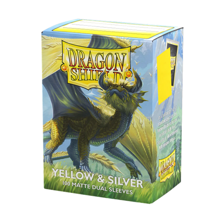  Dragon Shield Yellow & Silver Dual Matte Sleeves - Standard Size reusable cardboard box packaging