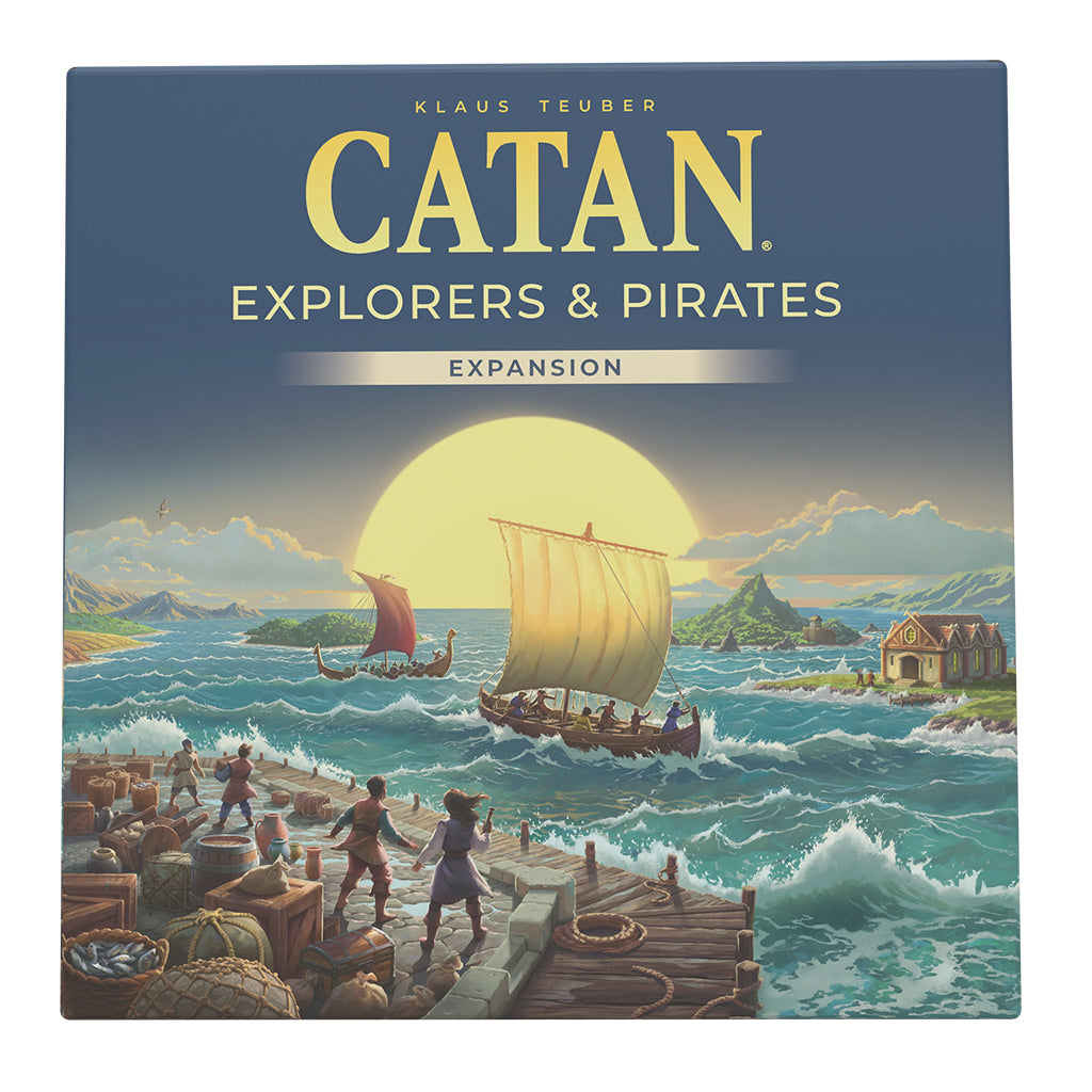 Catan: Explorers and Pirates board game expansion components and mission cards