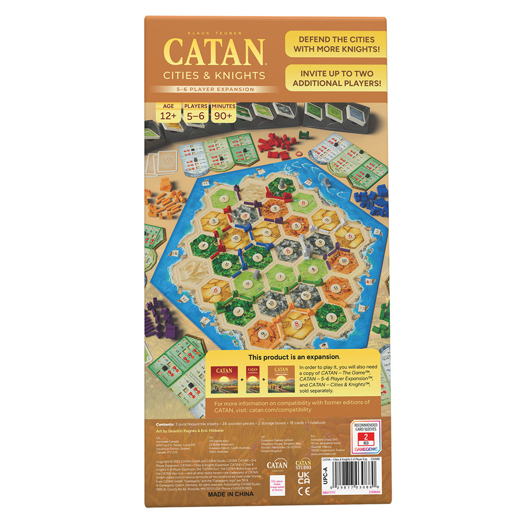 Catan: Cities and Knights 5-6 Player Expansion board game setup with extended board