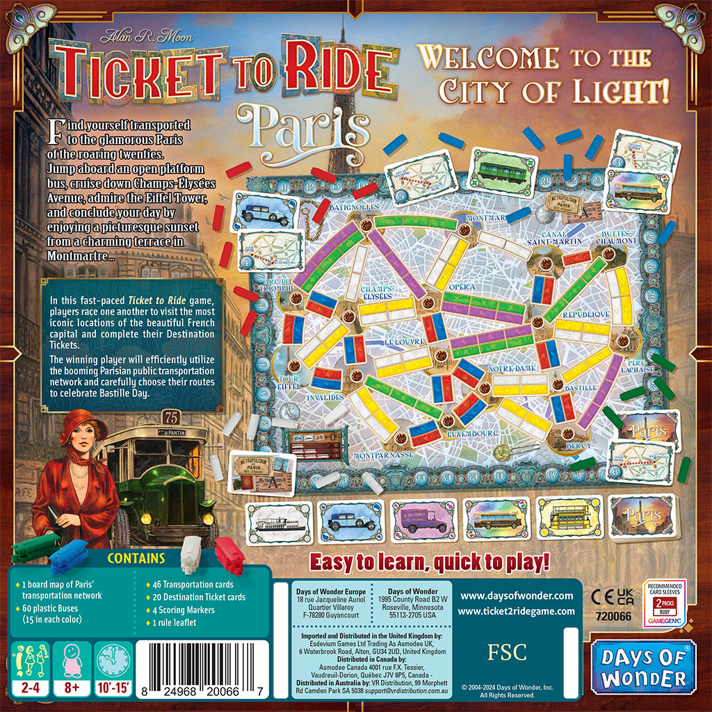 Ticket to Ride Paris board game gameplay with bus routes and cards