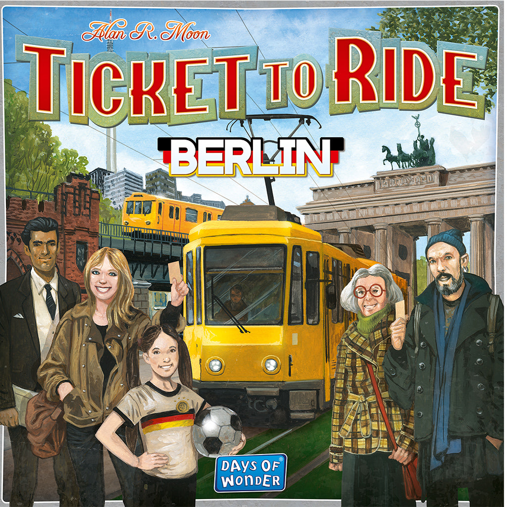 Ticket to Ride Berlin board game box cover with Berlin cityscape