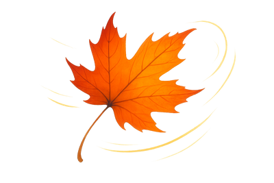Fall leaf blowing in the wind