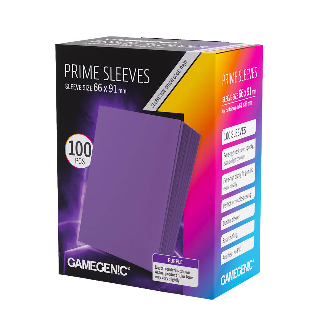 Prime Sleeves Purple Standard Card Game 66x91 front packaging view