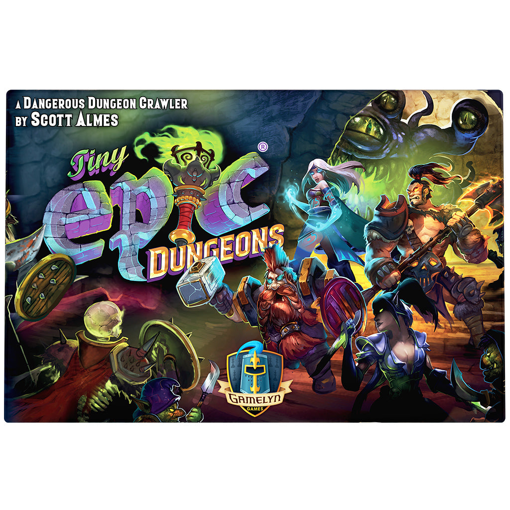 Tiny Epic Dungeons Retail Base Game board game box contents and components