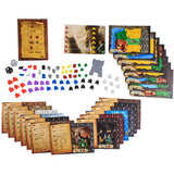 Tiny Epic Kingdoms Retail Base board game components including faction cards and meeples