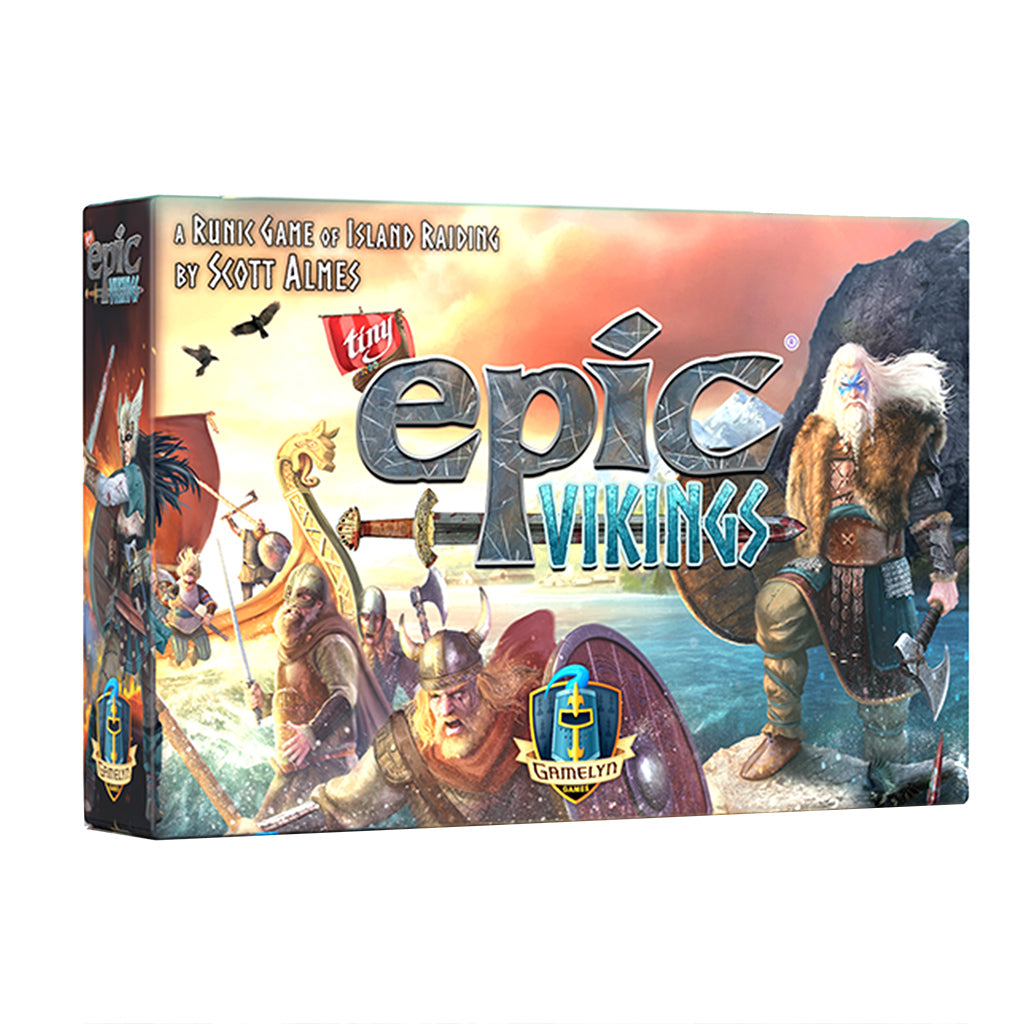 Tiny Epic Vikings Retail Base Game board game components and player boards
