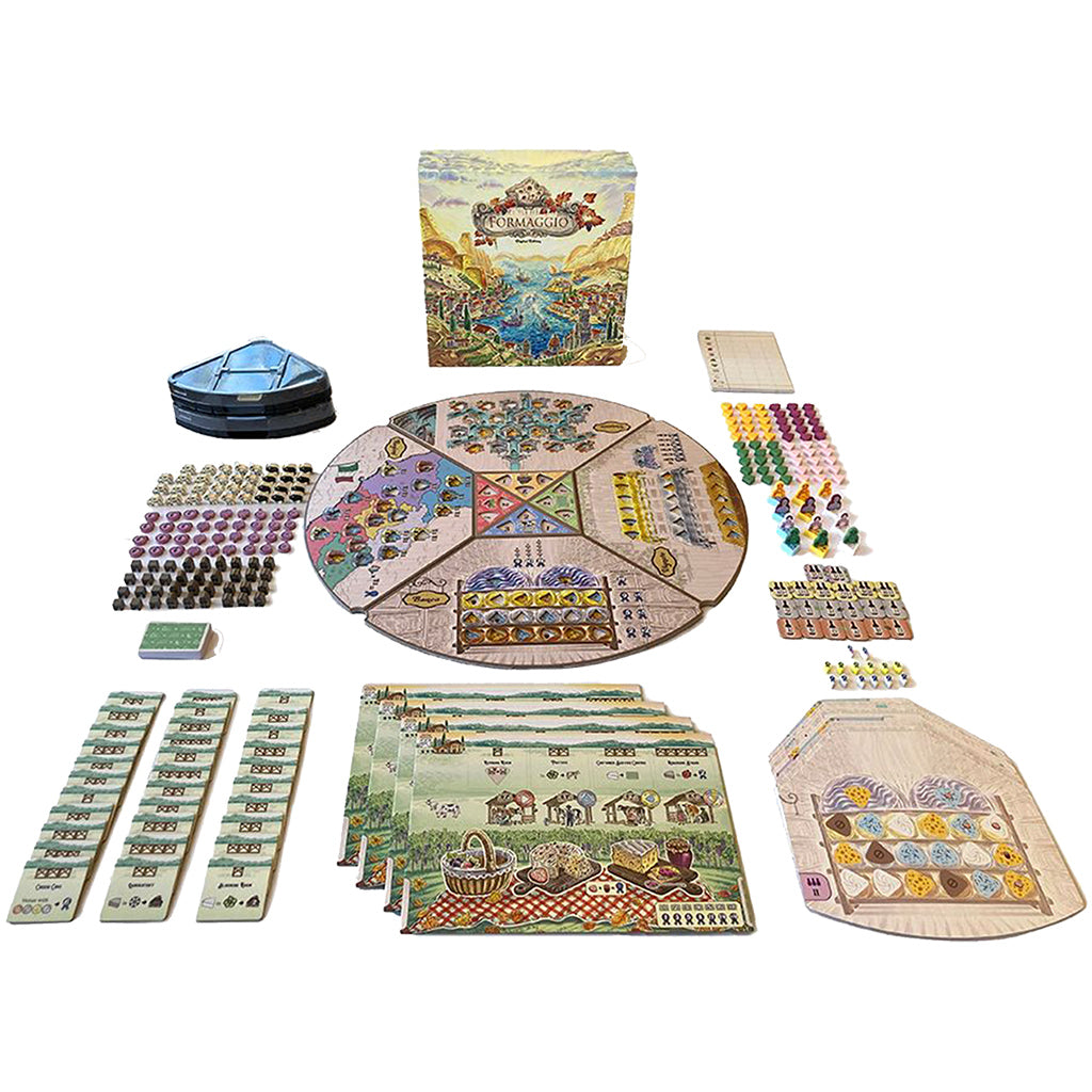 Formaggio board game components and gameplay setup