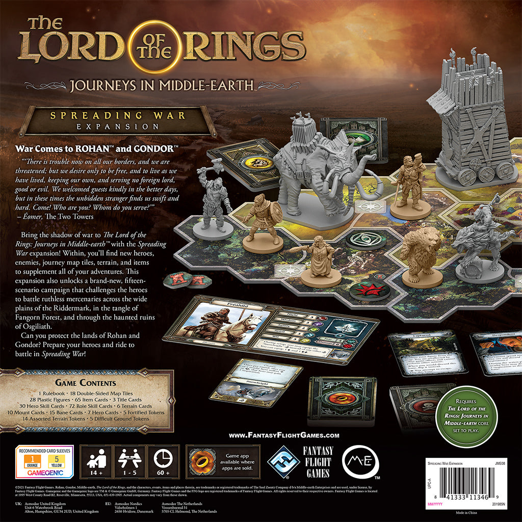 Lord of the Rings Journeys in Middle-Earth: Spreading War Expansion board game gameplay setup