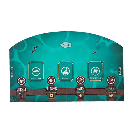 We're Sinking board game complete component overview with ship levels revealed