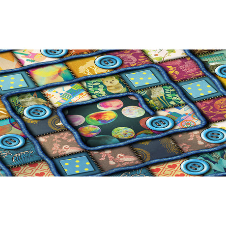  Patchwork Specials: 10-Year Anniversary Edition board game gameplay showing quilt board and fabric pieces