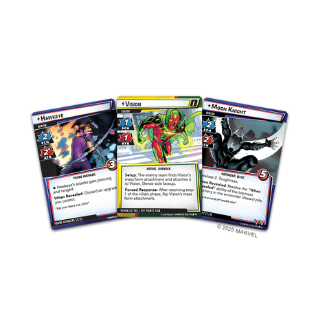 Marvel Champions: The Card Game - Synthezoid Smackdown Scenario Pack board game displaying encounter cards and game mechanics