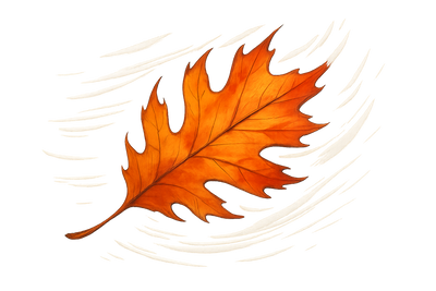 Oak leaf blowing in the wind