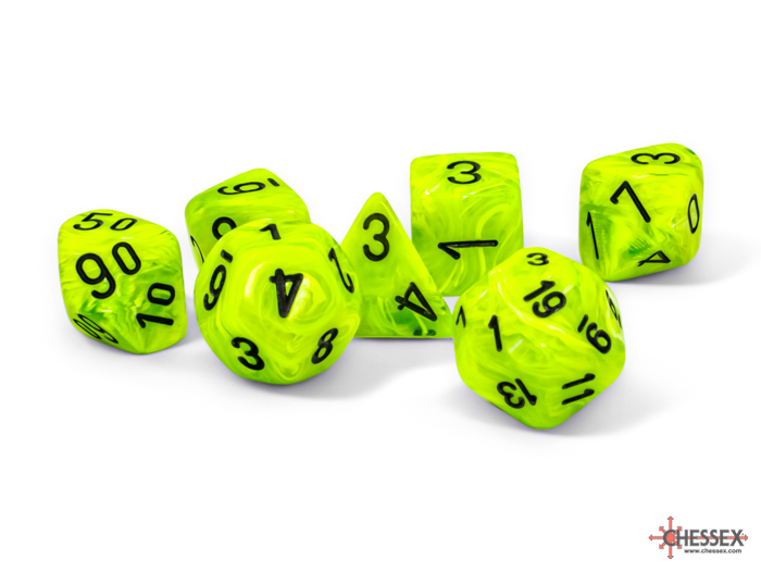 Chessex - Mega-Hedral Vortex Bright Green/Black 7-Die Set