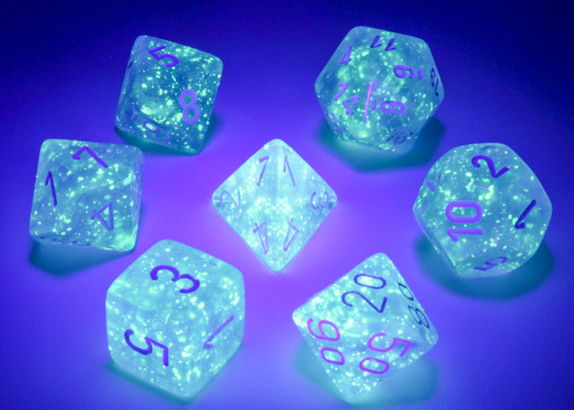 Chessex - Borealis Polyhedral Sky blue/white luminary 7 die set