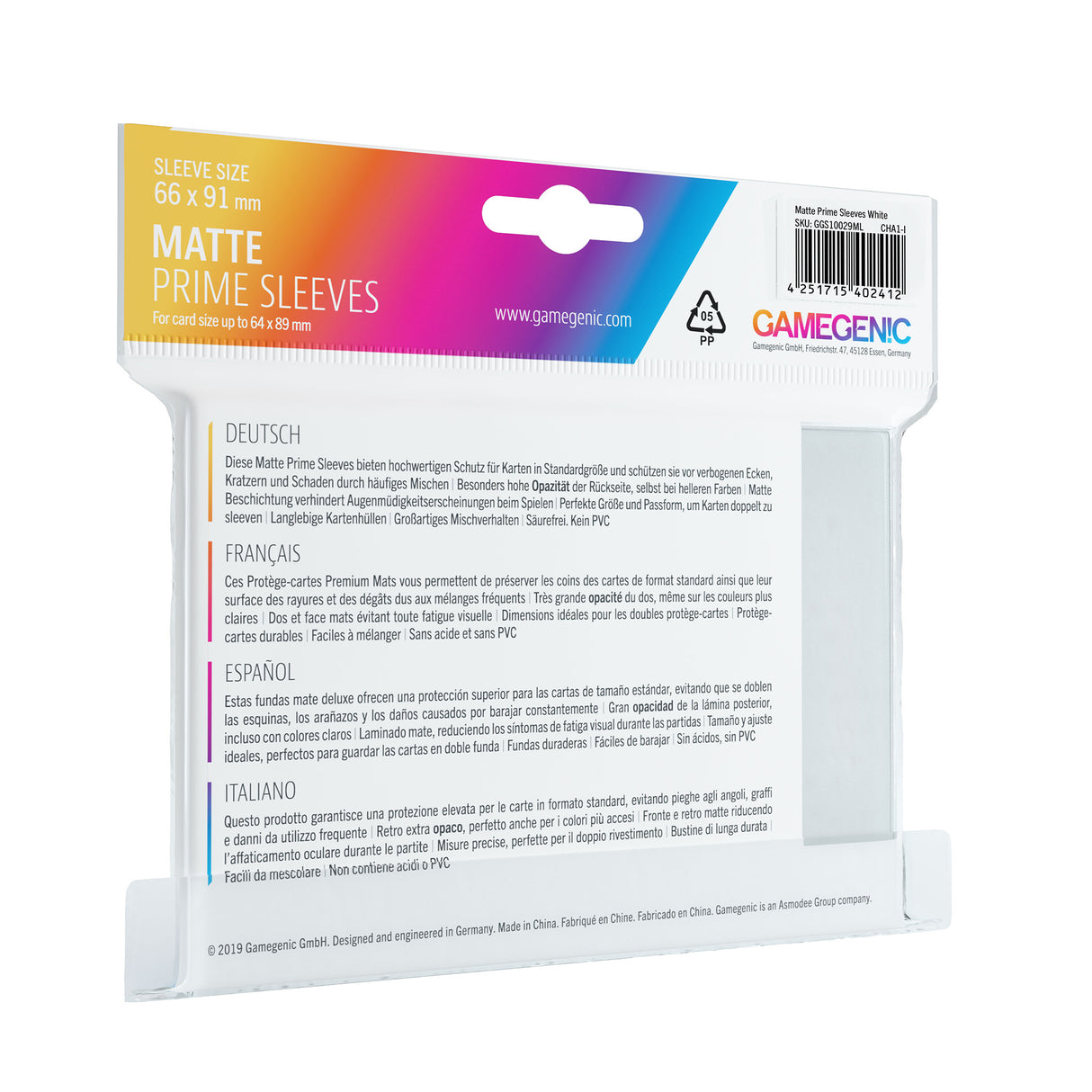 Gamegenic: Matte Prime Sleeves: White
