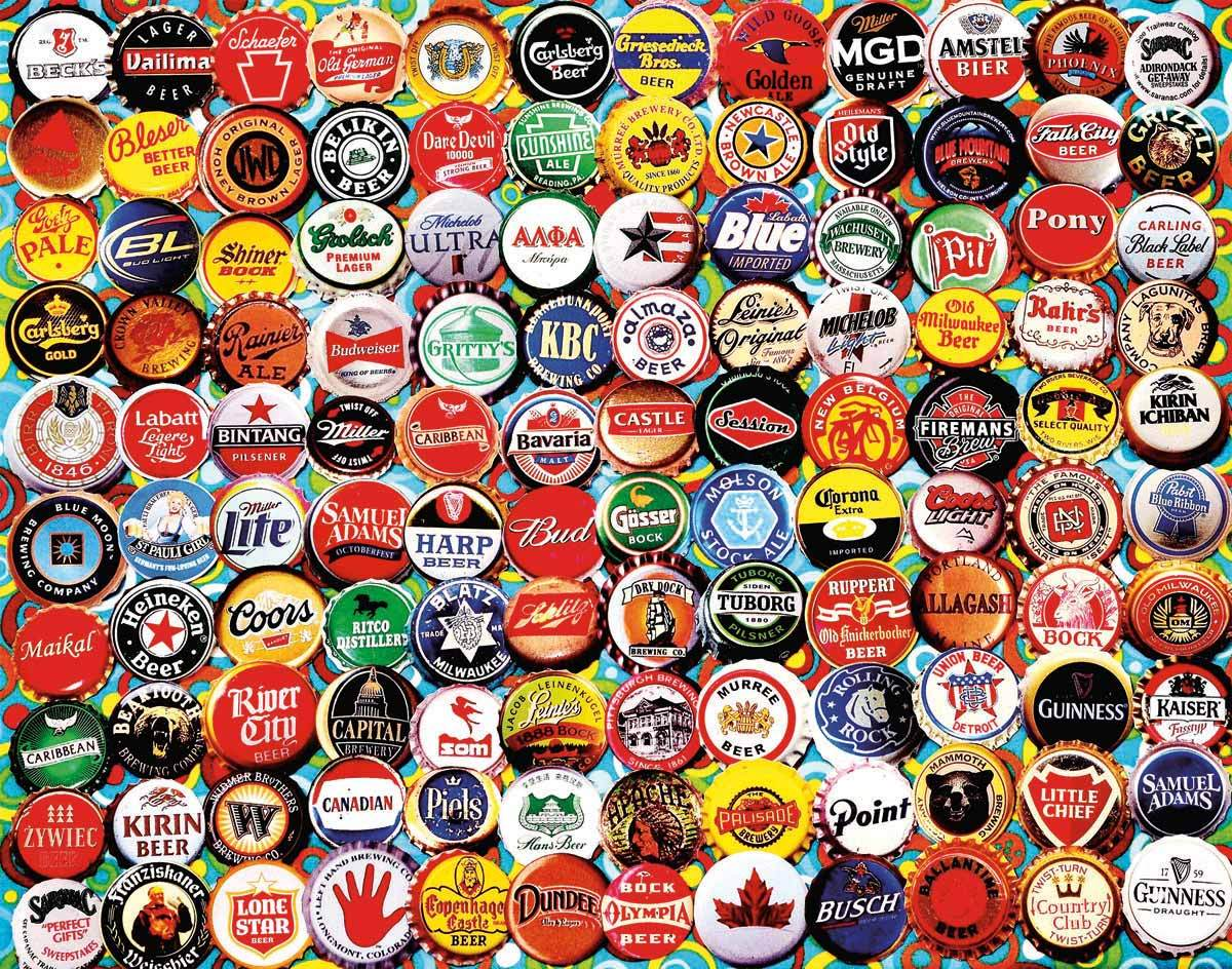 Beer Bottle Caps - 500 Piece Jigsaw Puzzle White Mountain