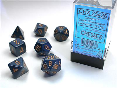 Chessex - Opaque Polyhedral Dusty Blue/Copper 7-die set