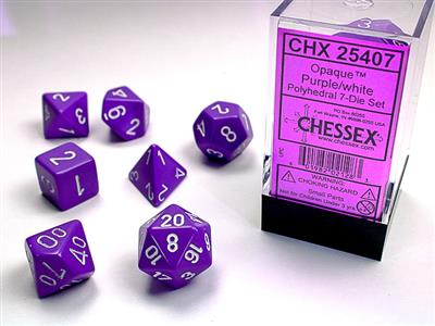 Chessex - Opaque Polyhedral Purple/White 7-die set