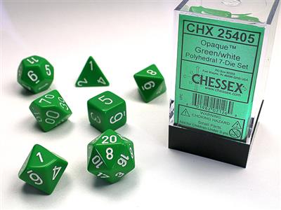 Chessex - Opaque Polyhedral Green/White 7-Die Set