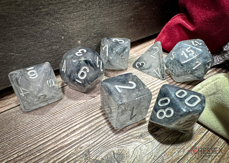 Chessex - Borelais Polyhedral Light smoke/silver luminary 7 die set