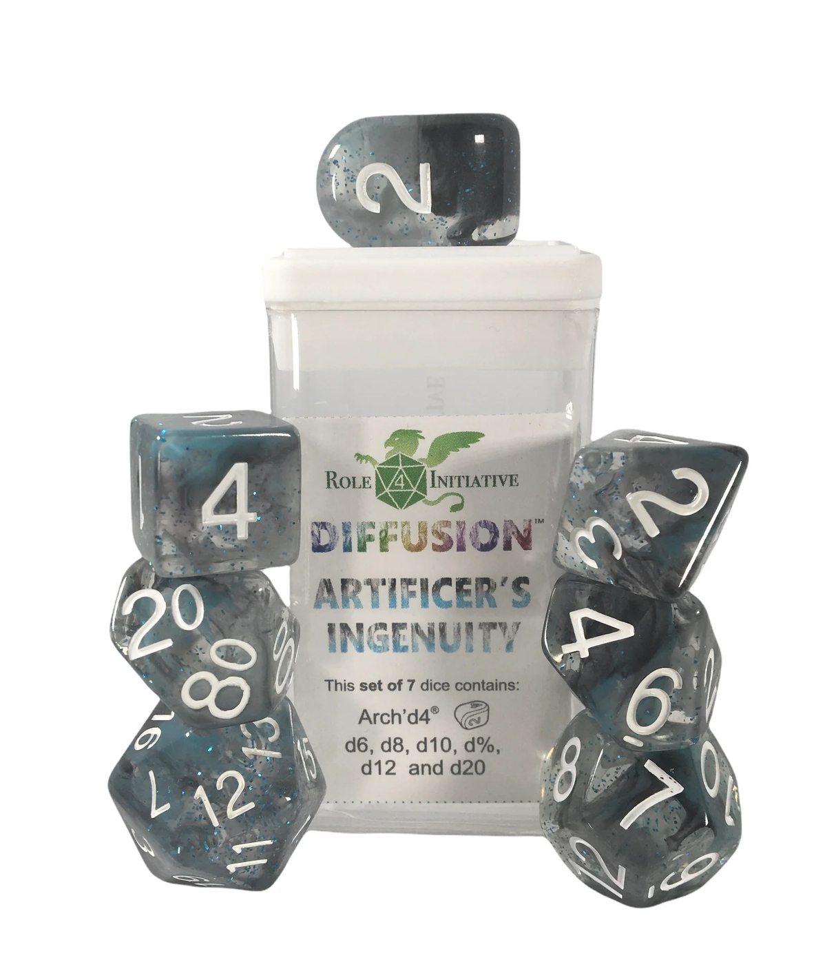 Polyhedral Dice: Diffusion Artificer's Ingenuity - set of 7