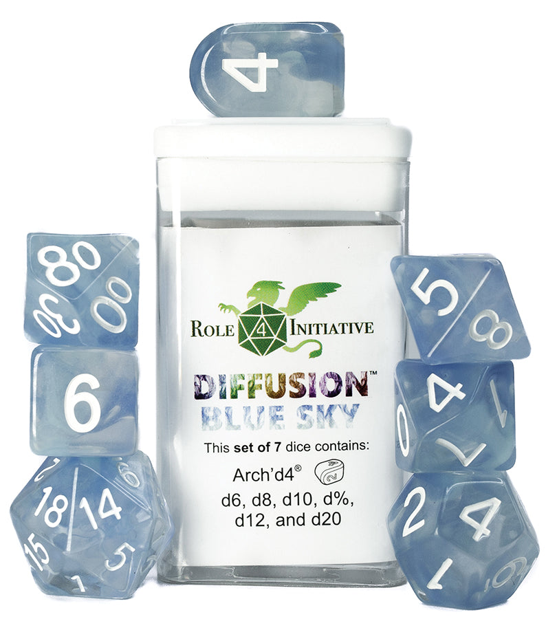 Polyhedral Dice: Blue Sky Set of 7