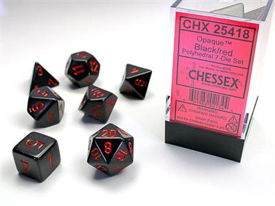 Chessex - Opaque Polyhedral Black/Red 7-die set