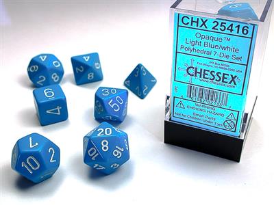 Chessex - Opaque Polyhedral Light Blue/White 7-die set