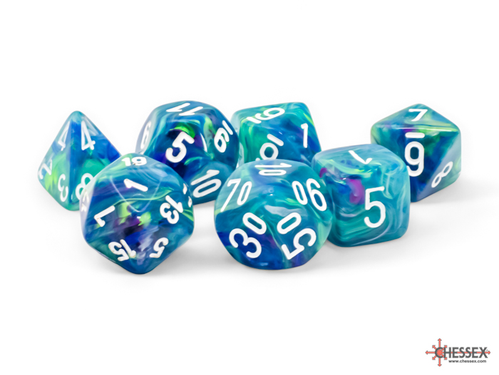 Chessex - Mega-Hedral Festive Waterlilly/White 7-Die Set