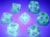 Chessex - Borealis 16mm d6 Teal/gold Luminary dice block (12 dice)