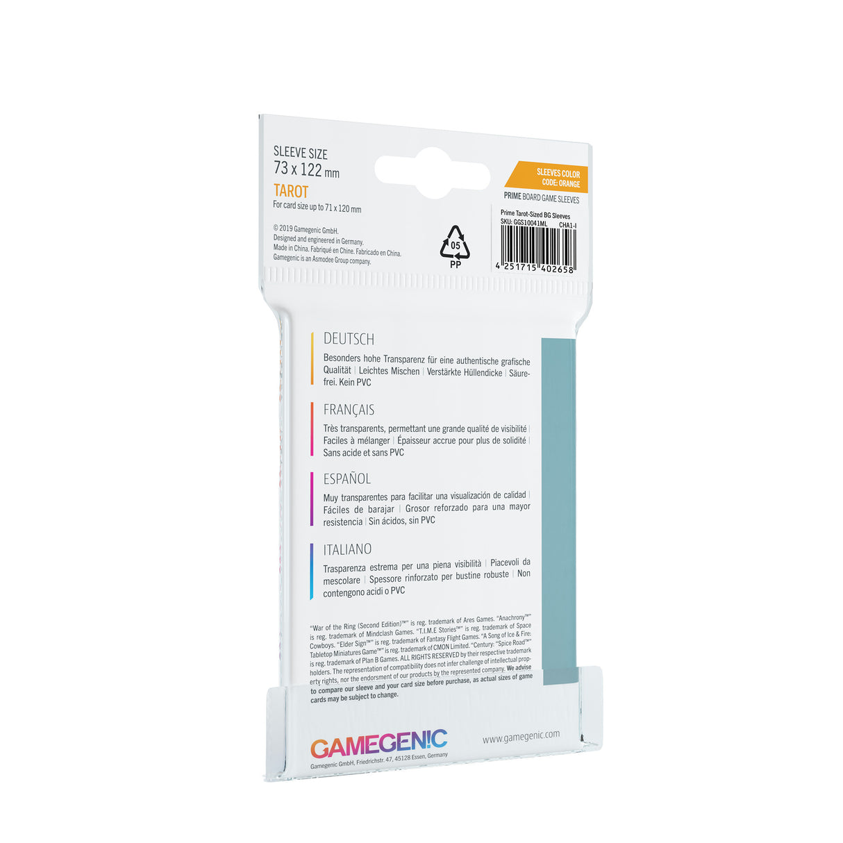 Gamegenic: Sleeve Prime Tarot code: Orange