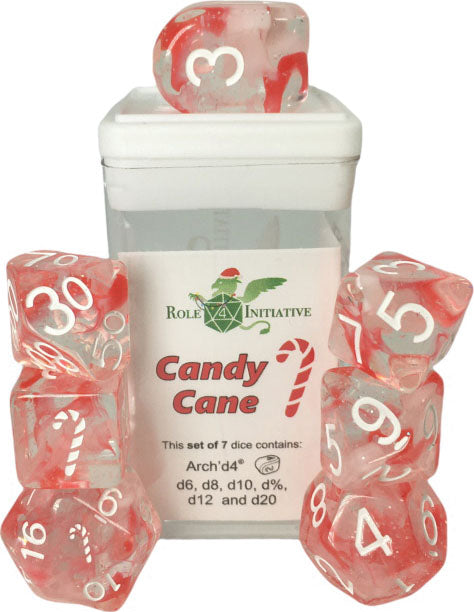 Polyhedral Dice: Candy Cane set of 7