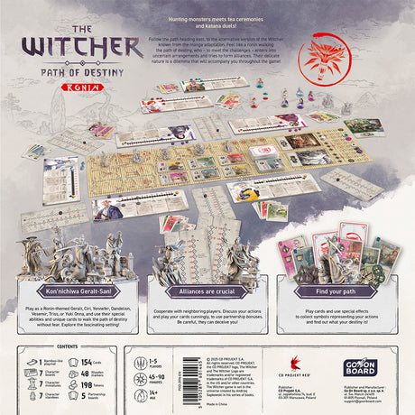 The Witcher: Path of Destiny Ronin board game character miniatures and bamboo playmat